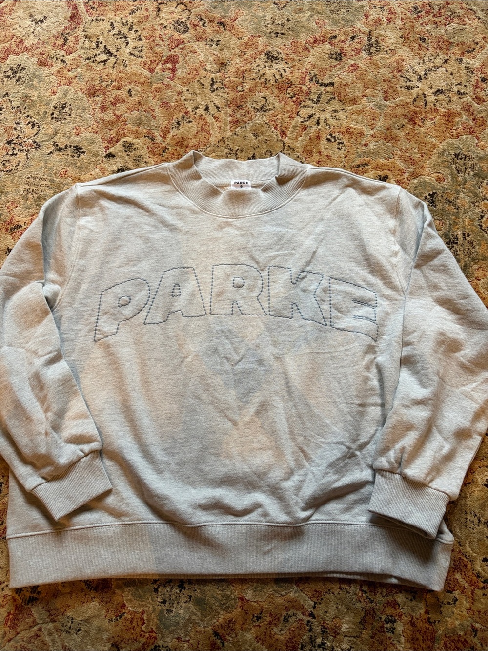PARKE Light Gray Crewneck Sweatshirt with Stitched Logo